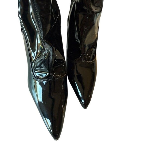 Black Patent Over-the-Knee Pretty Woman Boots Faux Patent Leather Size 10 - Picture 8 of 13